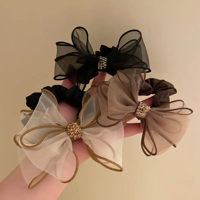 

Fashion Korean Bow Knot Hair Ring Scrunchies Organza Women Girl Ponytail Ties Elastic Hair Band Accessories