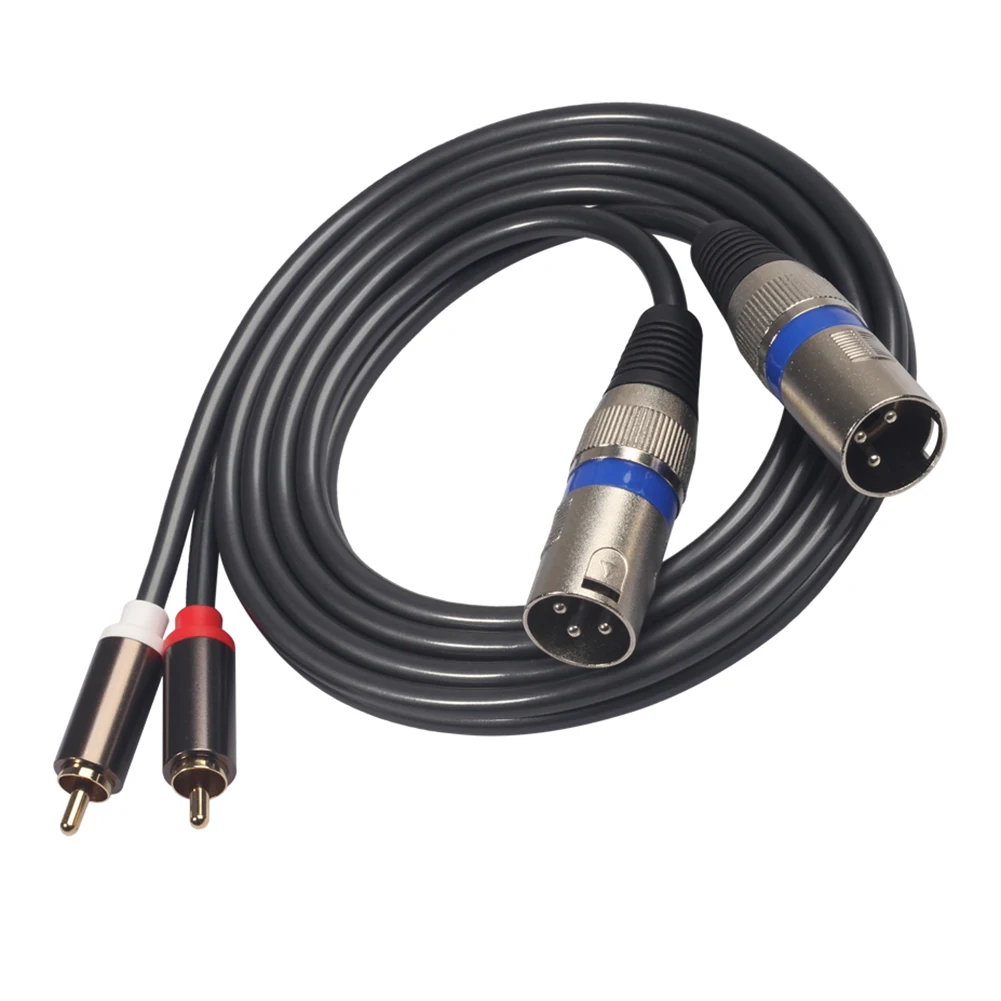Dual XLR Male To Dual RCA Male Audio Connection Cable Black Audio Cable Adapter Wire for Microphone Mixer Headphone Amplifier 2