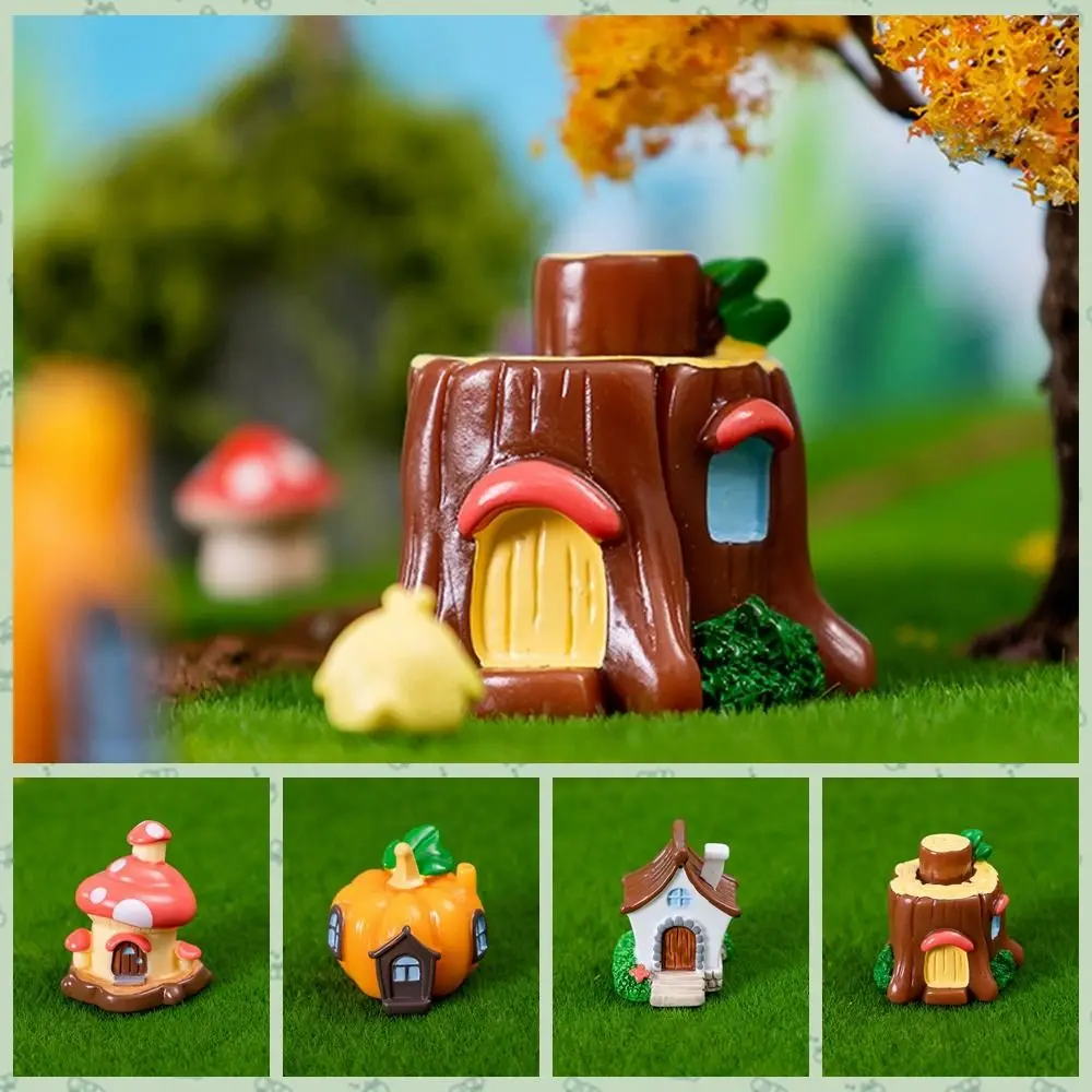 

Cartoon Mushroom Pumpkin House Colorful Mini Mushroom House Micro Landscape Resin Mushroom House Ornaments Car