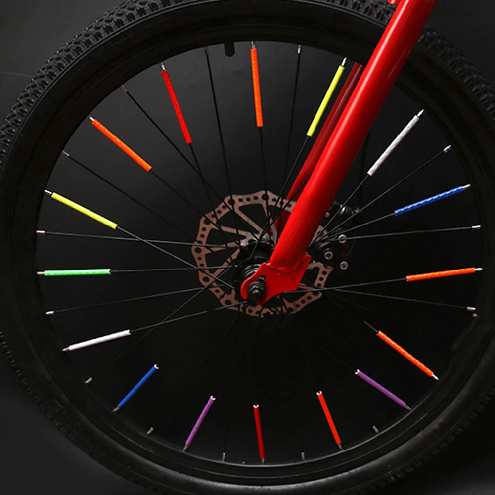 12Pcs Bicycle Spoke Skins Wraps Universal-Dirt Bike Spoke Covers Mountain Bike Night Riding Colorful Wheel Decoration Reflectors