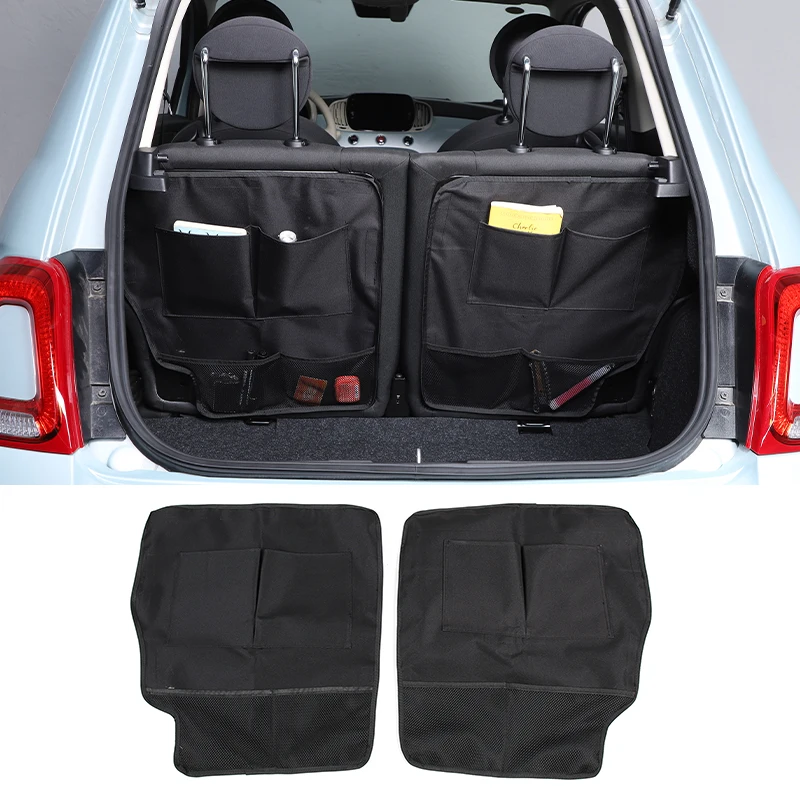 

For Fiat 500 2007-2024 Car Rear Seat Back Storage Bag Multi Hanging Nets Pocket Trunk Organizer Auto Stowing Tidying Accessories