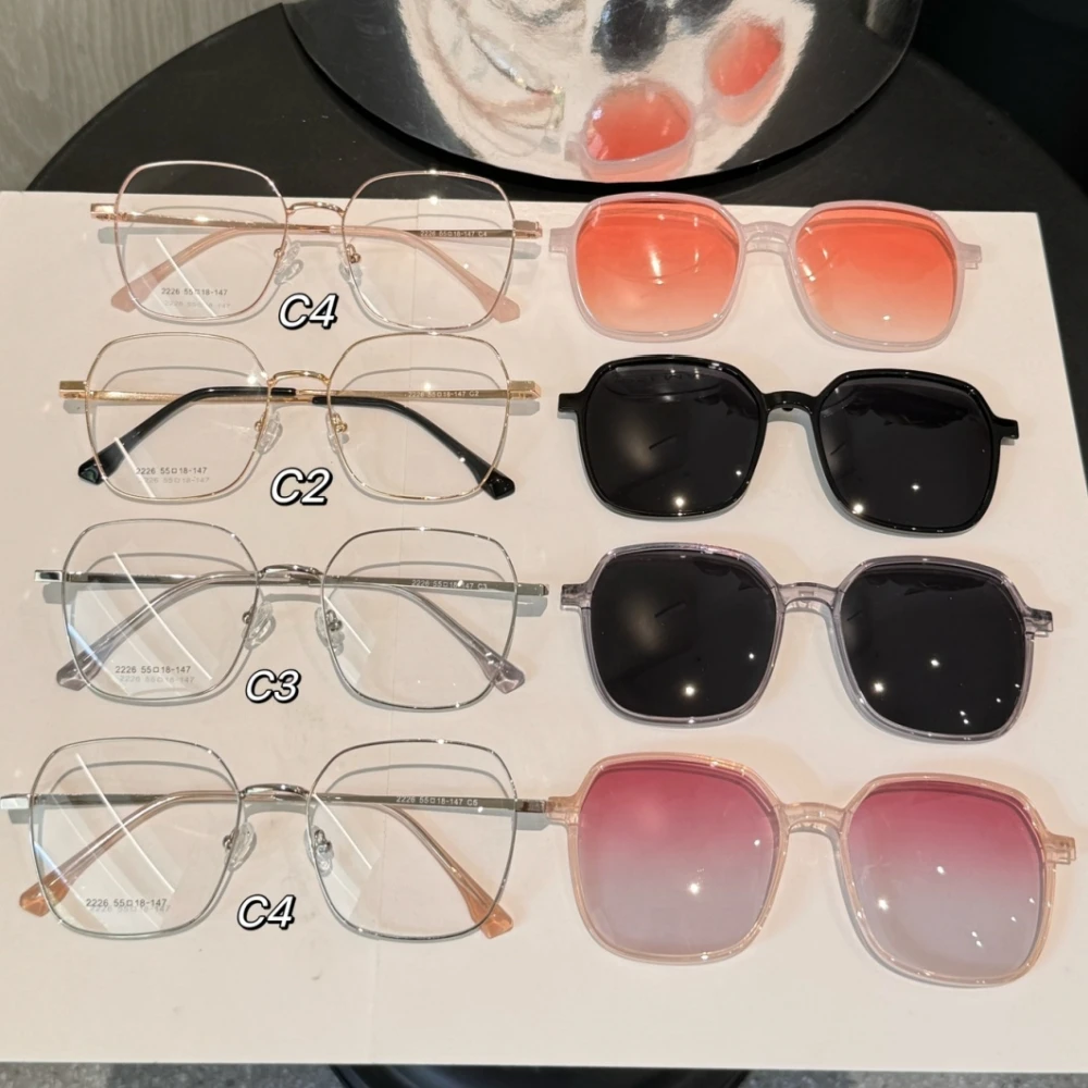 

Polarized Sunglasses Men Women Magnetic Clip On Glasses Square Optical Prescription Eyewear Frames Eyeglass Custom Lenses