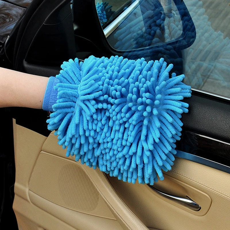 Car Wash Gloves Chenille Glove Plush Rags Thickened double-sided Car Supplies Cleaning Tools Auto Acessories Detailing