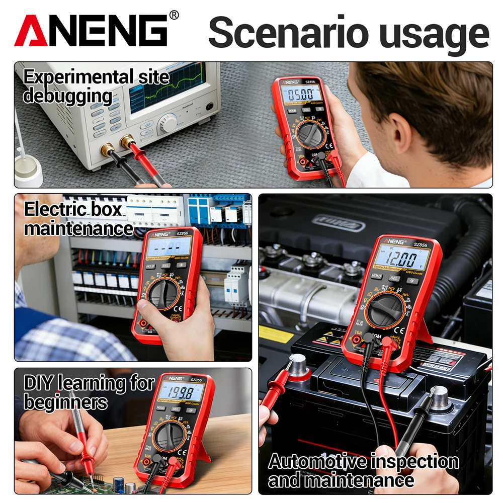 다기능 멀티미터 디지털 고정밀 AC/DC NCV 비접촉 전압 전류 온도 DIY 테스터 도구 ANENG SZ856