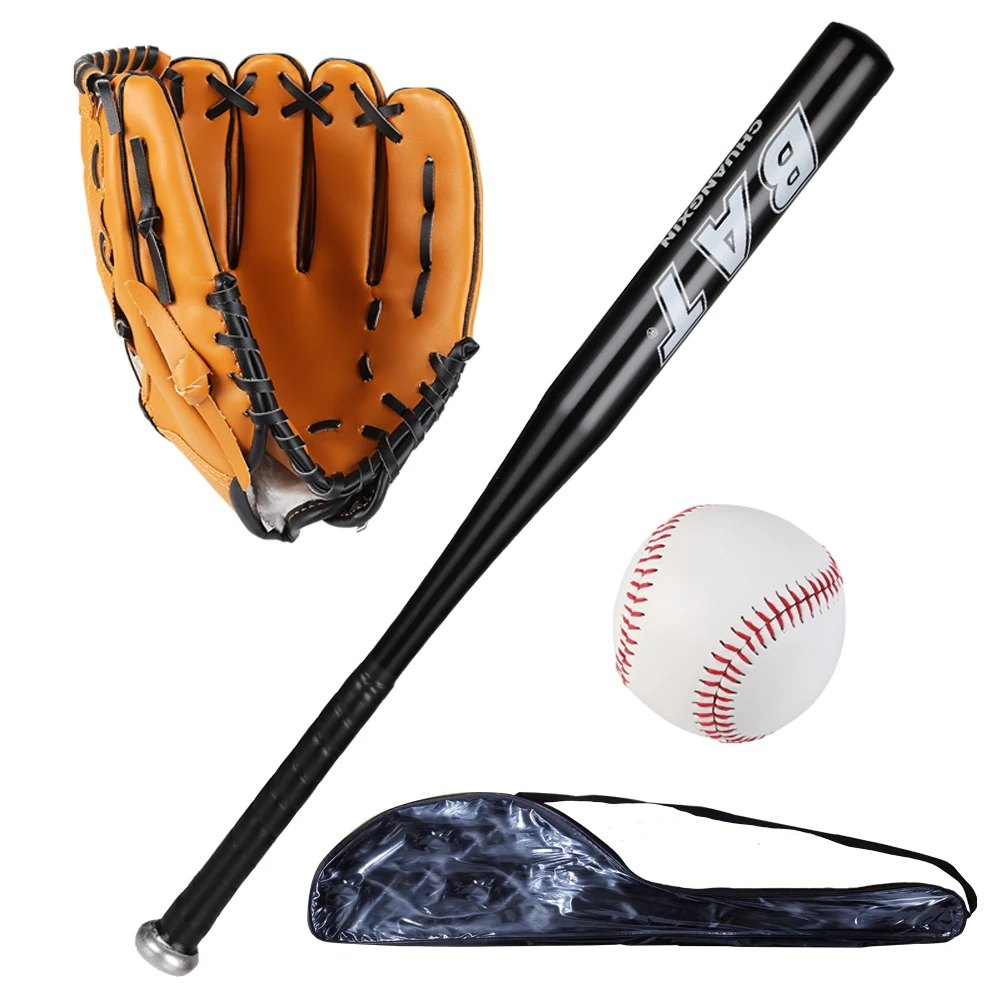 25 Inch Aluminum Baseball Bat Set with Glove and Baseballs for Softball, Self Defense, Batting Practice, Pickup Games CS0025