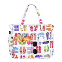 Sac de plage à multiples poches, pliable, grande capacité, pour la gym, les courses, les vacances, résistant au sable, avec fermeture éclair, sac à bandoulière 1