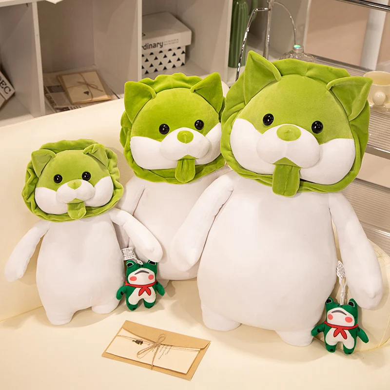 

Funny Creative Cabbage Green Dog Plush Doll Kawaii Stuffed Animals Soft Pet Puppy Plushies Pillow Kids Toys for Girls Xmas Gifts