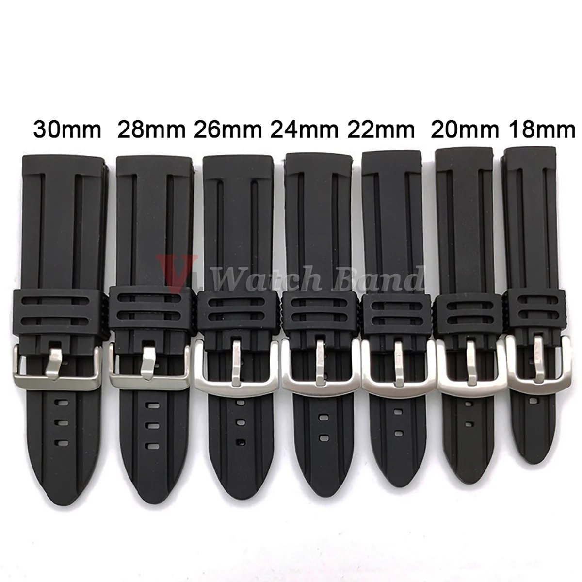 Men's Sport Waterproof Silicone Rubber Watch Strap - Soft Diving Wristband
