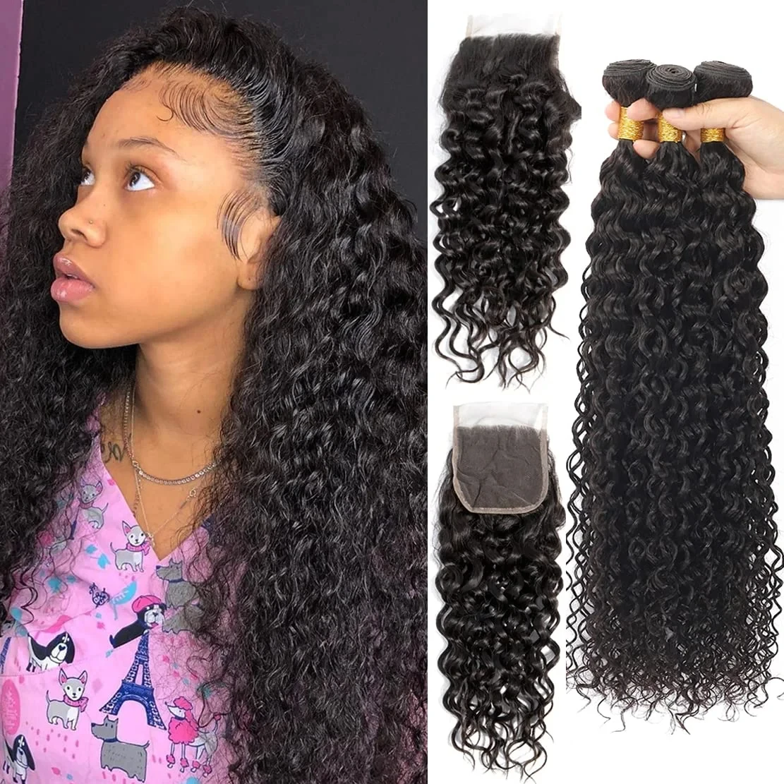 Closure And Bundles Curly Bundles With 5x5 Closure 100% 30 Inch Bundles With Closure Brazilian Remy Hair Closure With Bundles