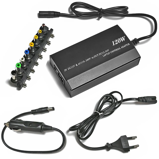 Chargeur de voiture pour ordinateur portable, 15 V 16 V 18,5 V 19 V 19,5 V  20 V CC Adaptateur d'alimentation 5 V USB et 12 embouts 90 W universel pour  HP