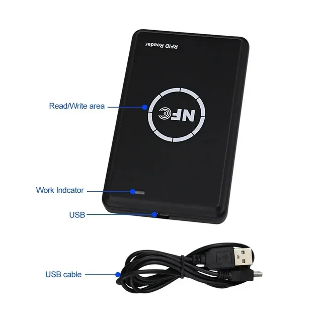 RFID Card Reader Copier Duplicator Key Fob NFC Smart Card Reader Writer 13.56MHz Encrypted Programmer Smart Keyfobs UID 2
