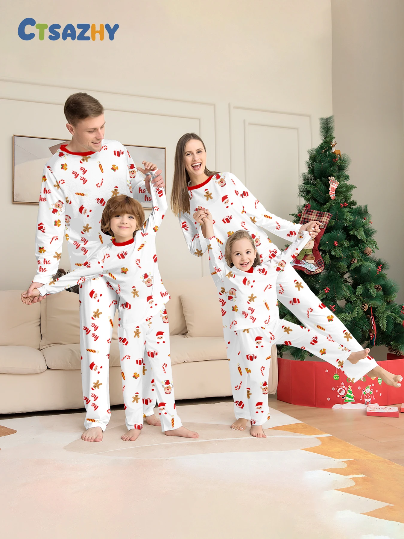 Matching Xmas Family Loungewear - "Merry Christmas" Slogan with Polar Bear Motifs, Warm & Snug 1 Matching Xmas Family Loungewear - "Merry Christmas" Slogan with Polar Bear Motifs, Warm & Snug 1