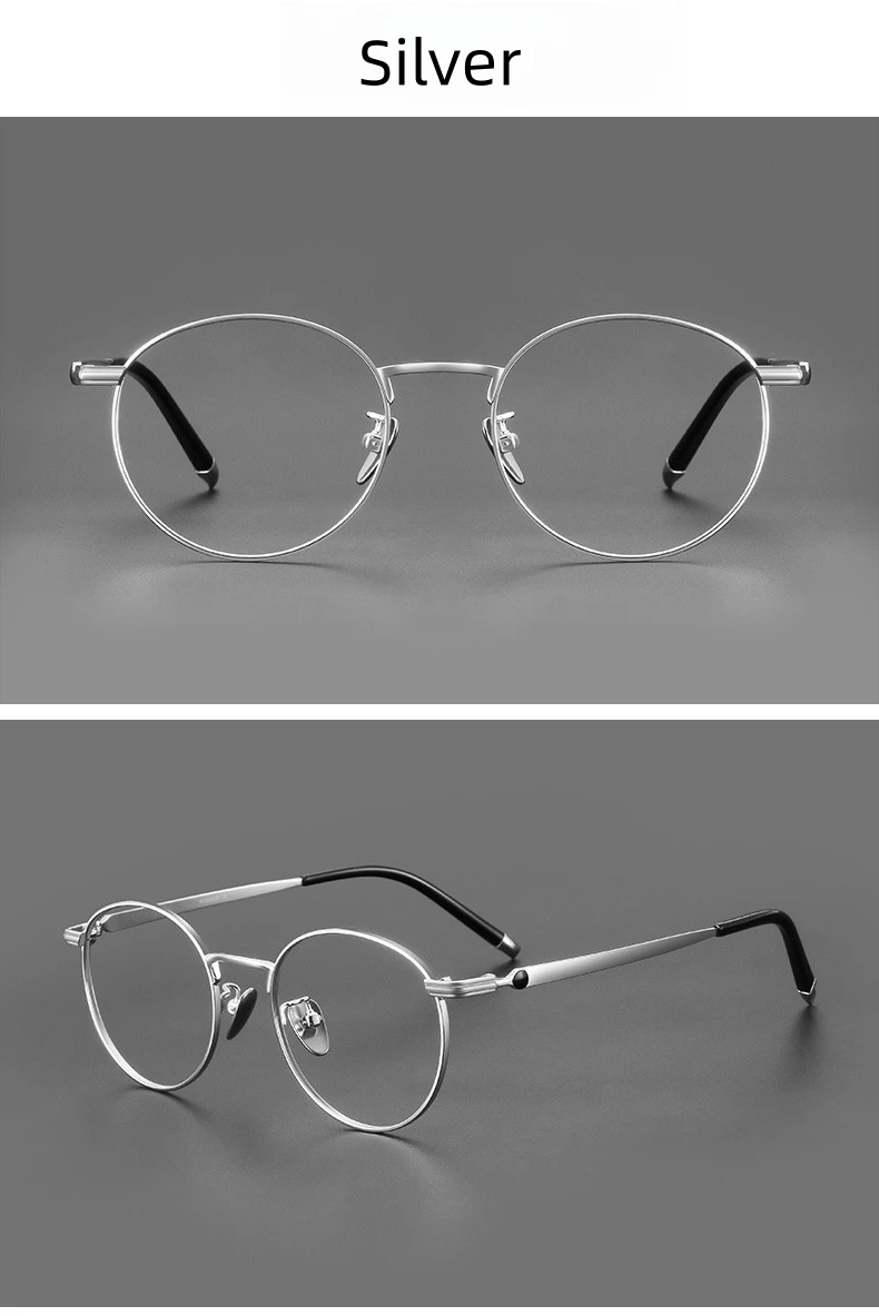 Titanium Reading Glasses - Lightweight Round Frame, Anti Blue Light, Single Focus Lenses