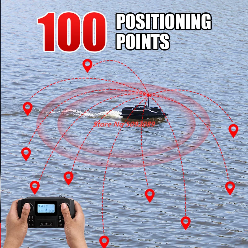 54CM 4 Hopper 100 GPS Auto Return Cruise RC Fishing Bait Boat 500M 2KG Adjust LED Lighting 100 Point GPS Fishing Bait Boat Nest 5