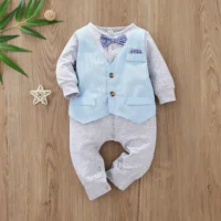 Spring Autumn Baby Boy Romper Newborn Infant Long Sleeve Gentleman Vest Baby Boys Clothes Jumpsuit Outfits Onesies 2