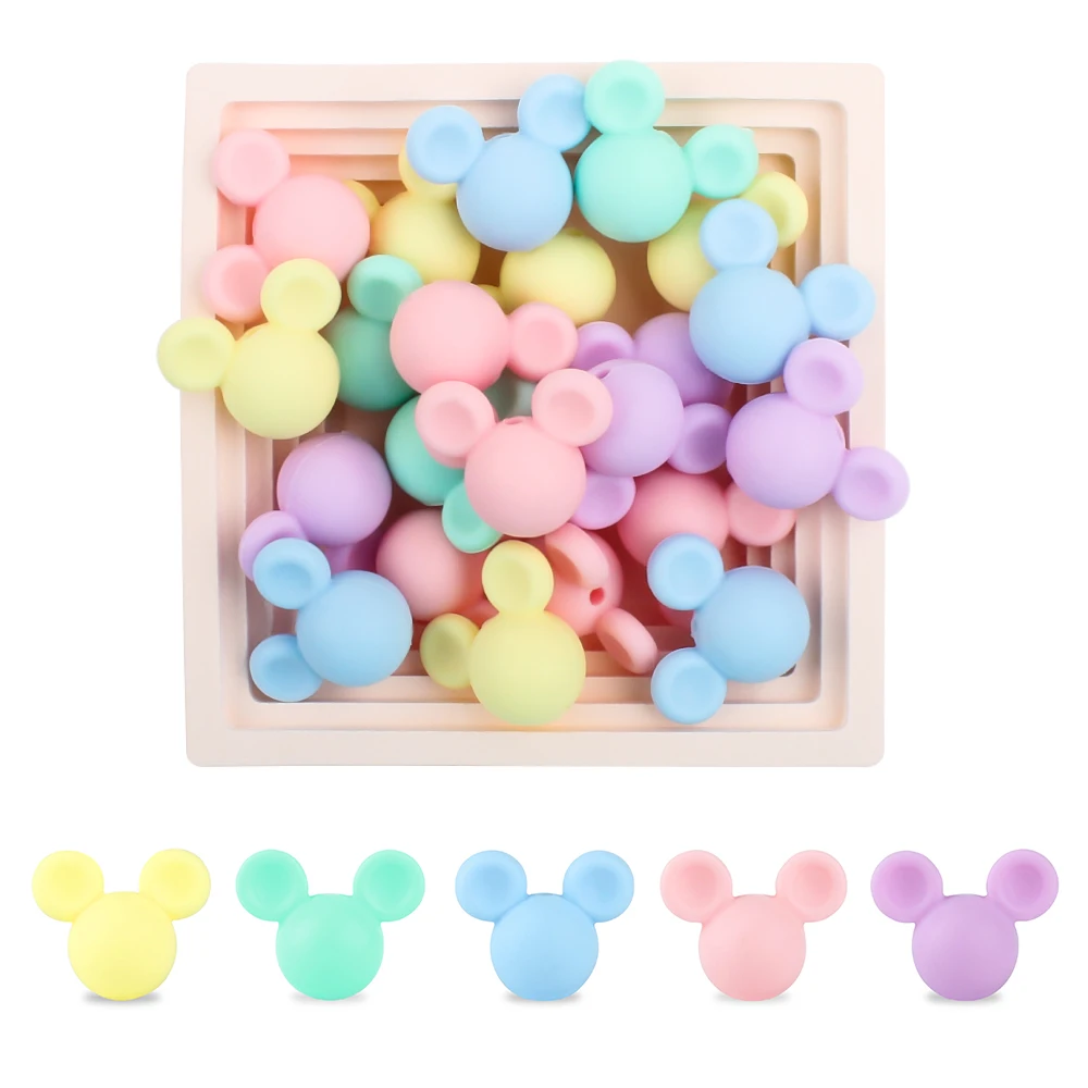 10Pcs Silicone Beads Heart Star Shape Baby Teething Beads Teether Prints Diy Pacifier Chain Necklace Nursing Chewable Beads 4