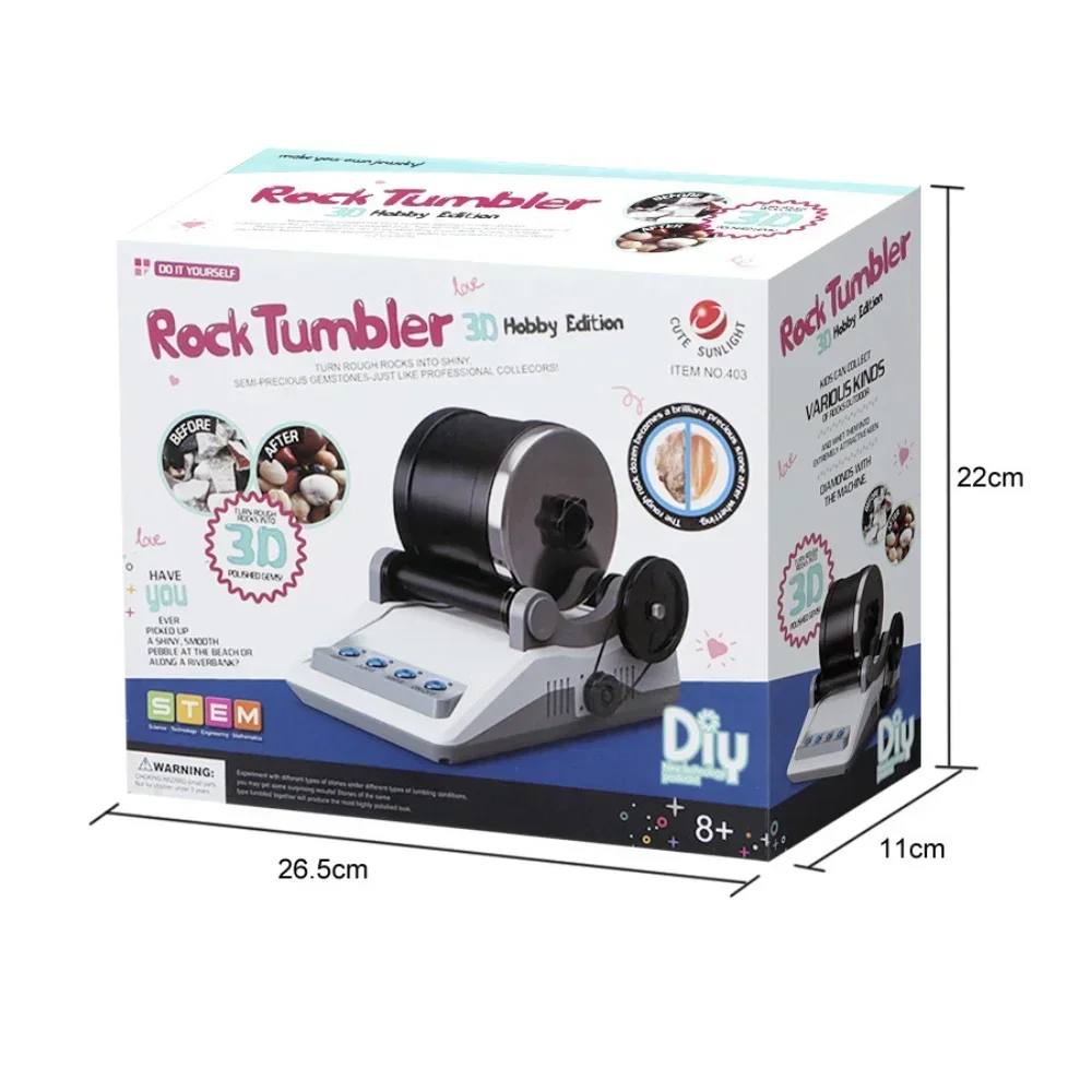 Rock Polishing Kit Adjustable Timer Science and STEM Gifts for Kids 6+ Geology Toys
