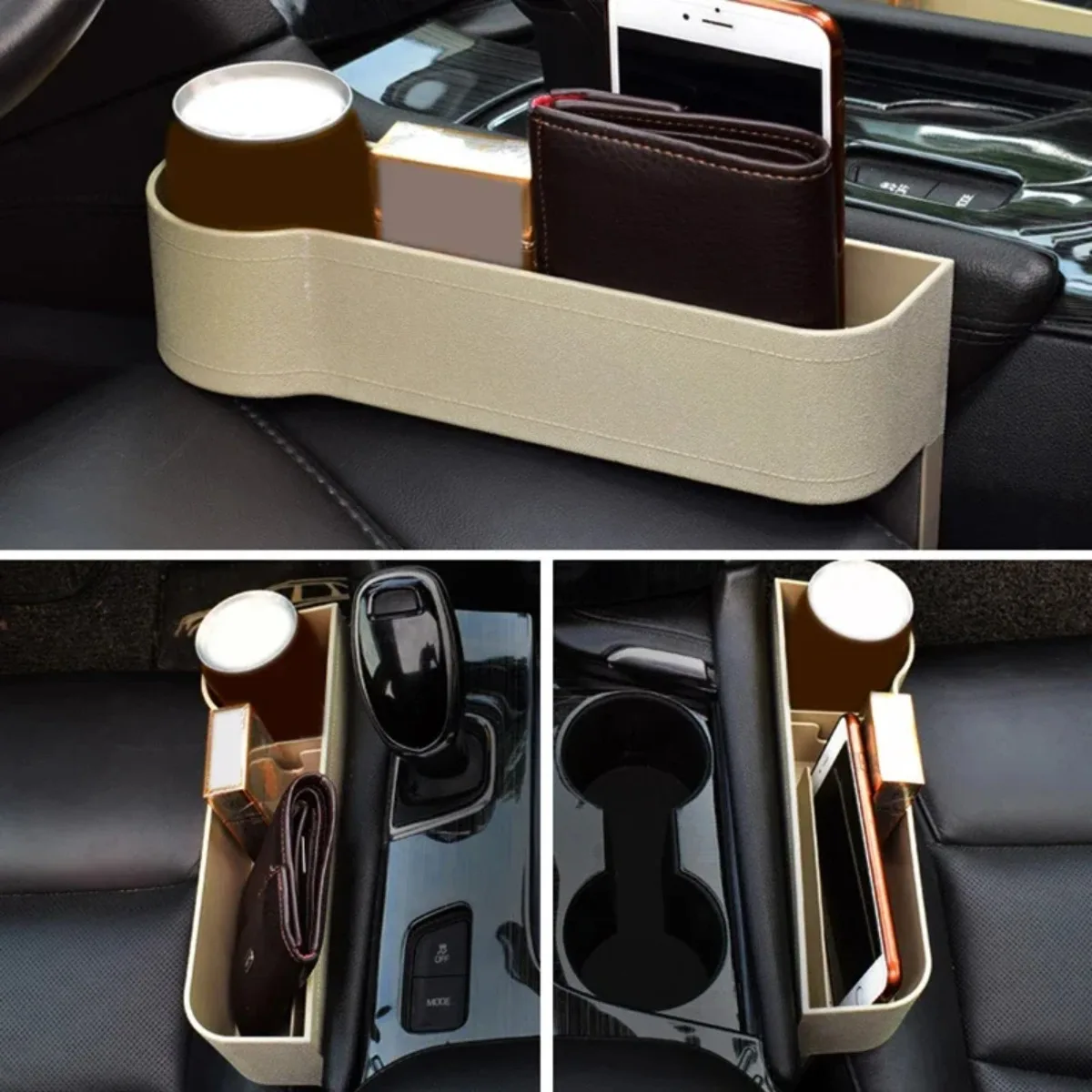 Car Seat Crevice Storage Box Seat Gap Slit Pocket Catcher Organizer Universal Car Seats Organizer Card Phone Key Holder Pocket