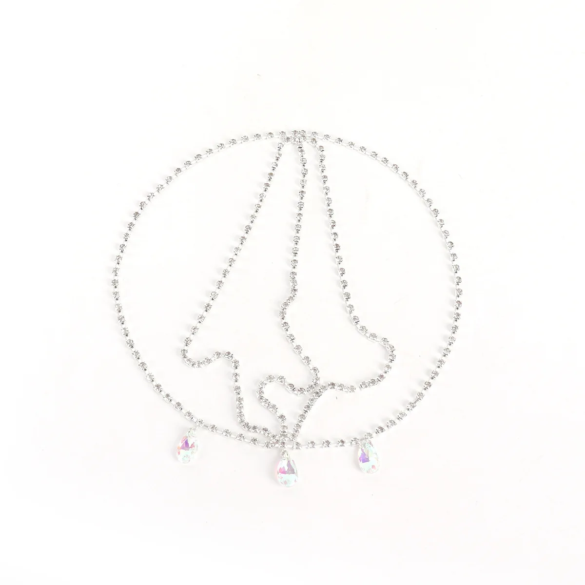 Quasten-Strasskopfkette – Silber, Mit Kristallsteinen, Für Hochzeit & Partys