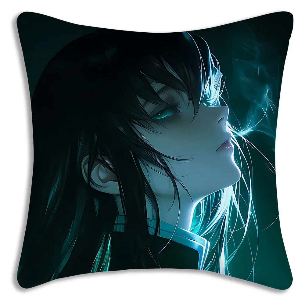 Muichiro Tokito Anime Pillow Covers Cartoon Sofa Decorative Home Double-sided Printing Short Plush Cute Cushion Cover