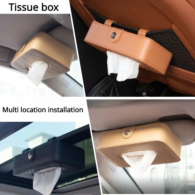 

Leather Sun Visor Napkin Box Holder Hanging Car Mask Holder Shading Tissue Case Organizer Auto Storage Decoration Craft Ornament