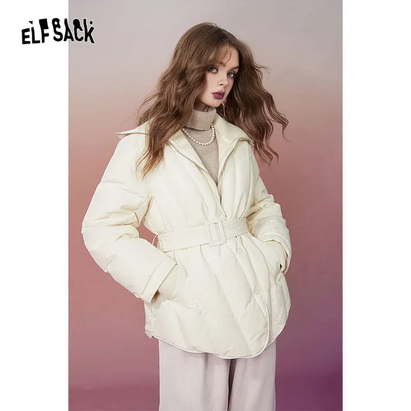 ELFSACK New Chinese Style Down Coats Women 2023 Winter Luxury Designed Jackets