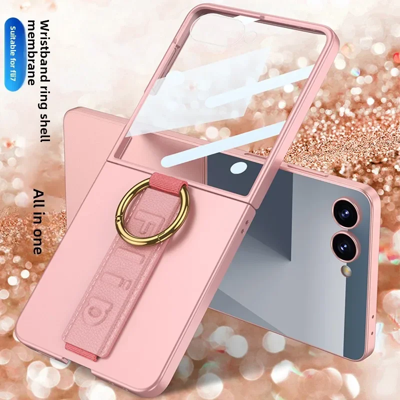 Ultra Thin Ring Holder Phone Case with Wrist Strap and Tempered Film Protection