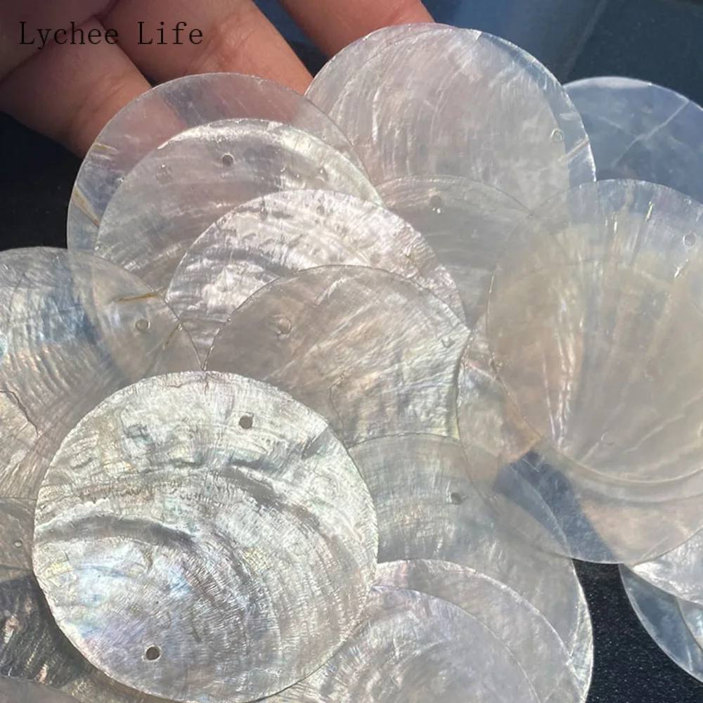 NEW 10/20PCS Natural Shell Round Slices Ornaments DIY Mirror Shells Material for Home Lamps Wind Chime Pendant Accessories Craft