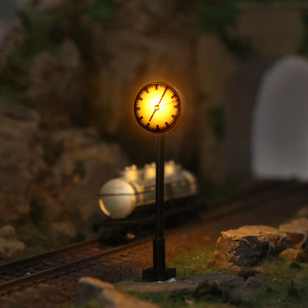 Building Block Parts LED Model Lighting Model Scene Accessories 3pcs Platform Clock Lamp Model Railway Light Layout Model Railway HO Scale 1:87 Lights Lit Platform HO Scale Clock Lamp