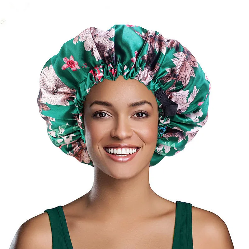 

New Extra Large Satin Lined Bonnet Women Big Size Beauty Print Satin Silk Bonnet Sleep Night Caps Head Cover Bonnet Wholesale