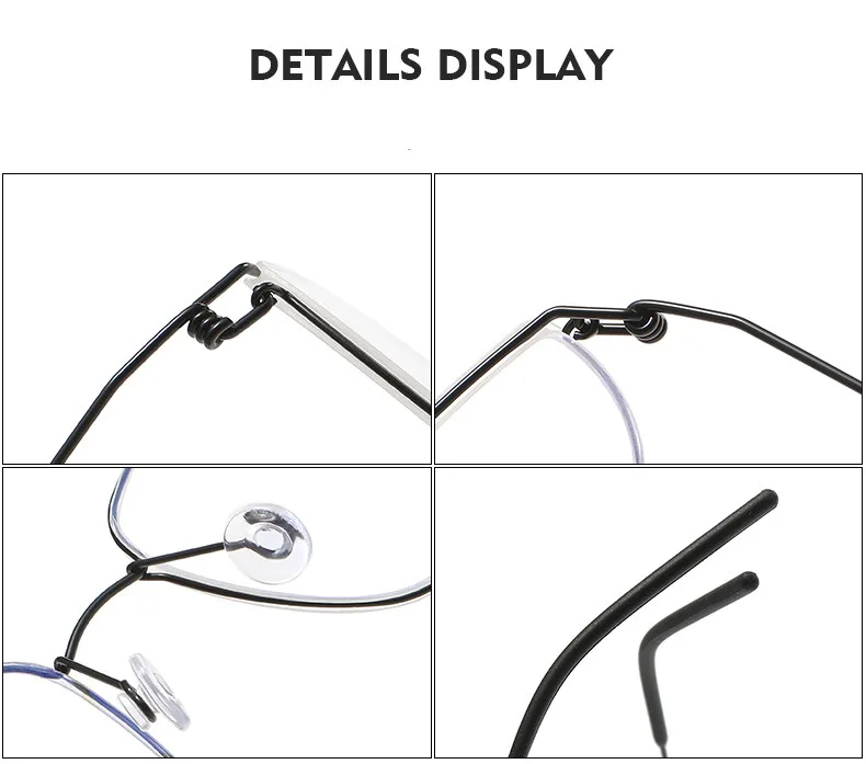 Dänemark Marke schrauben lose Brille Rahmen Männer Frauen quadratische Titan Rand Brillen ultraleichte dünne Brillen Brillen keine Schraube Gafas – Detail 7