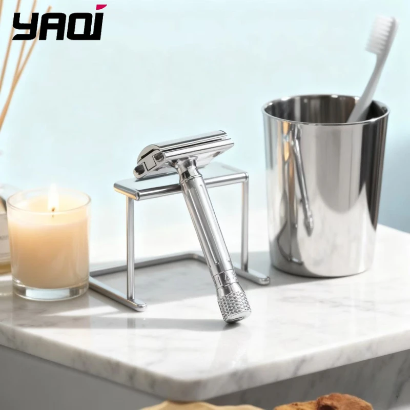 YAQI 아반티 조절식 스테인리스 스틸 안전 면도기, 약 111g 고품질 저자극성 수염 관리 도구, 남성용 정밀 면도