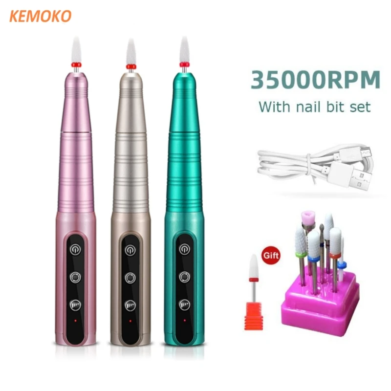 

35000RPM Electric Nail Drill Machine Wireless Manicure Milling Cutter Set For Gel Polishing Nail Drill Pen Salon Nail Equipment