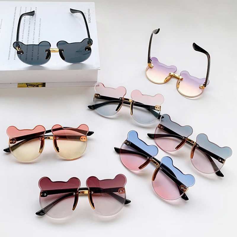

Trendy Girls Boys Sun Glasses Cartoon Eyeglasses Shades Driver Goggles Anti-glare Kids Sunglasses Bear Shape Children Glasses