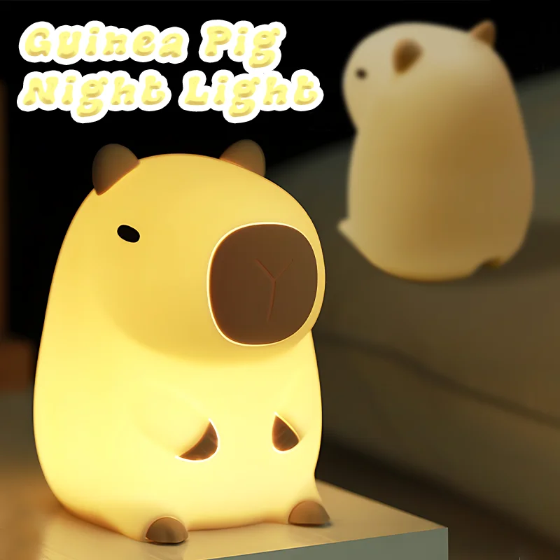 

Силиконовая ночная лампа с затемнением и таймером capybaba, милая мультяшная перезаряжаемая лампа, ночник для сна, прикроватный декор, искусственный подарок для детей