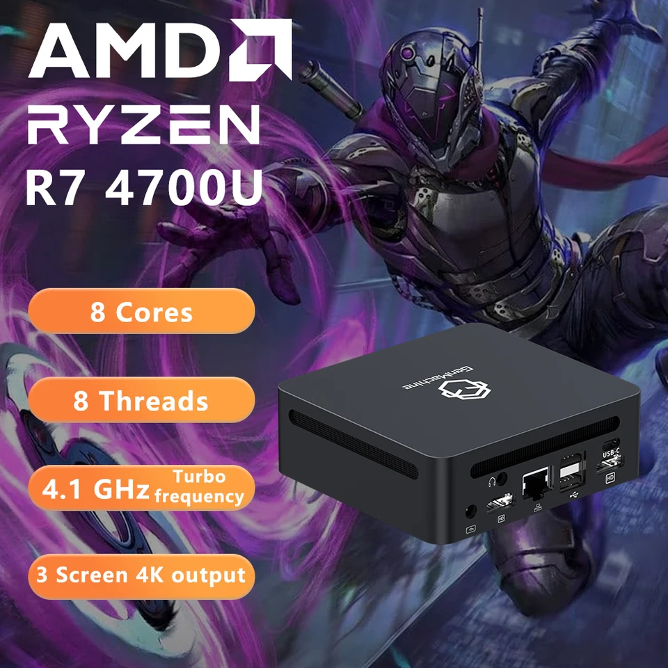 GenMachine Mini PC AMD Ryzen Ren4000 4700U 4750U 4800H 4900H