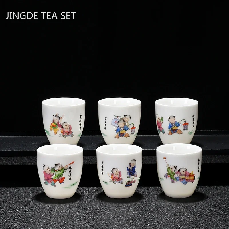 1Pc Chinese White Porcelain Teacup Travel Portable Tea Cup Small Tea Bowl Boutique Ceramic Interesting Tea Set Home Drinkware