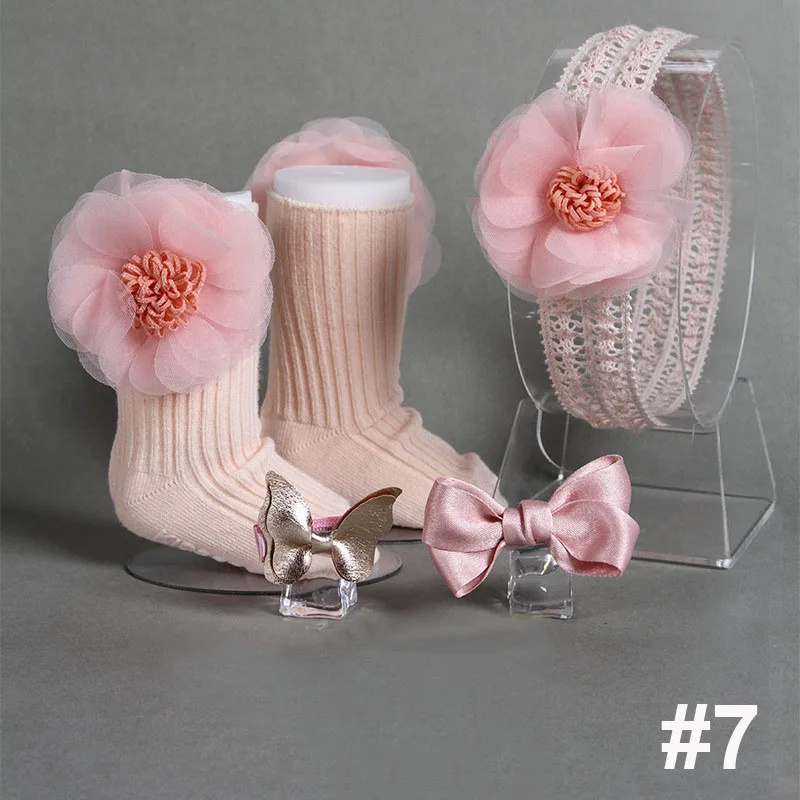 

Sweet Baby Girl Lace Headbands Cotton Socks Set Newborn Flower Elasitc Headband Cute Bow Hair Bands Hair Accessories