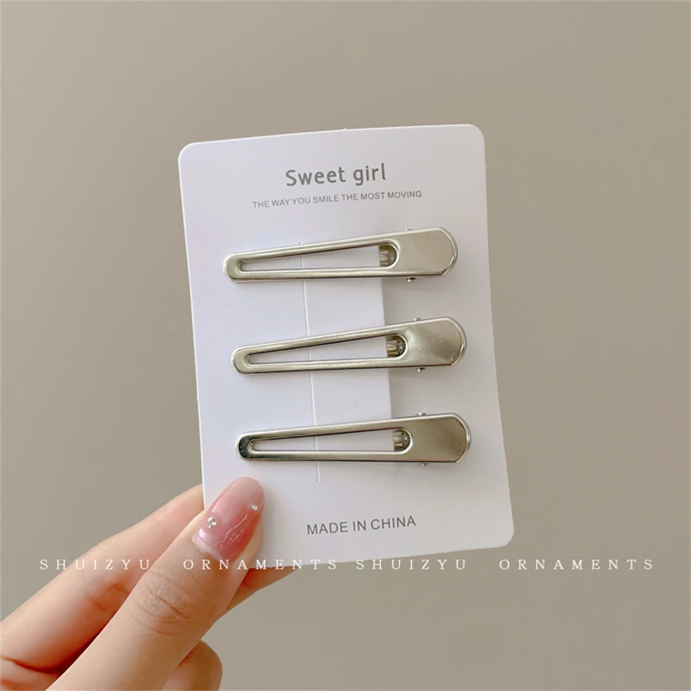 3/6/9/12Pcs Girl Y2k Hair pins Silver Metal Duckbill Clip Women Hair Clips Side Bangs Female Ladies Barrettes Hair Accessories 6