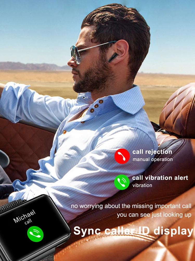 Rainbuvvy T91 Smart Watch With Bluetooth Earphones 1.4" Full Touch Screen Sport Wristband 6