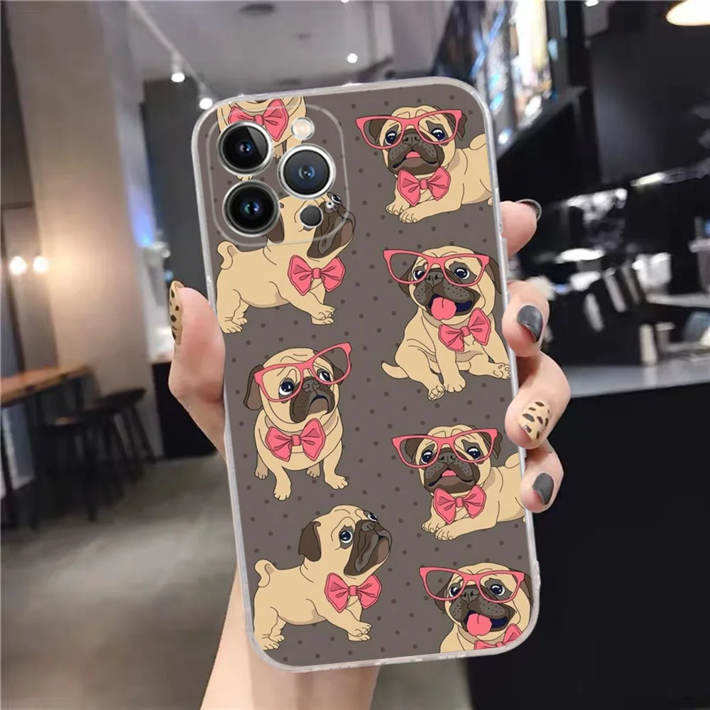 thumbnail image 1 of Funda de teléfono con diseño de perro Pug para iPhone, carcasa bonita para modelos 15, 14, 11, 12, 13 Mini Pro, XS Max, 6, 7, 8 Plus, X, XR, SE, 2020, 1 of 5