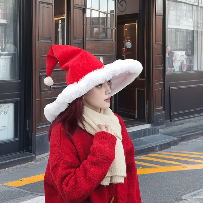 Christmas Hat Santa Hat Holiday Adults Unisex Comfort Extra Thicken Fur Xmas Hat New Year Festive Party christmas beanie hat