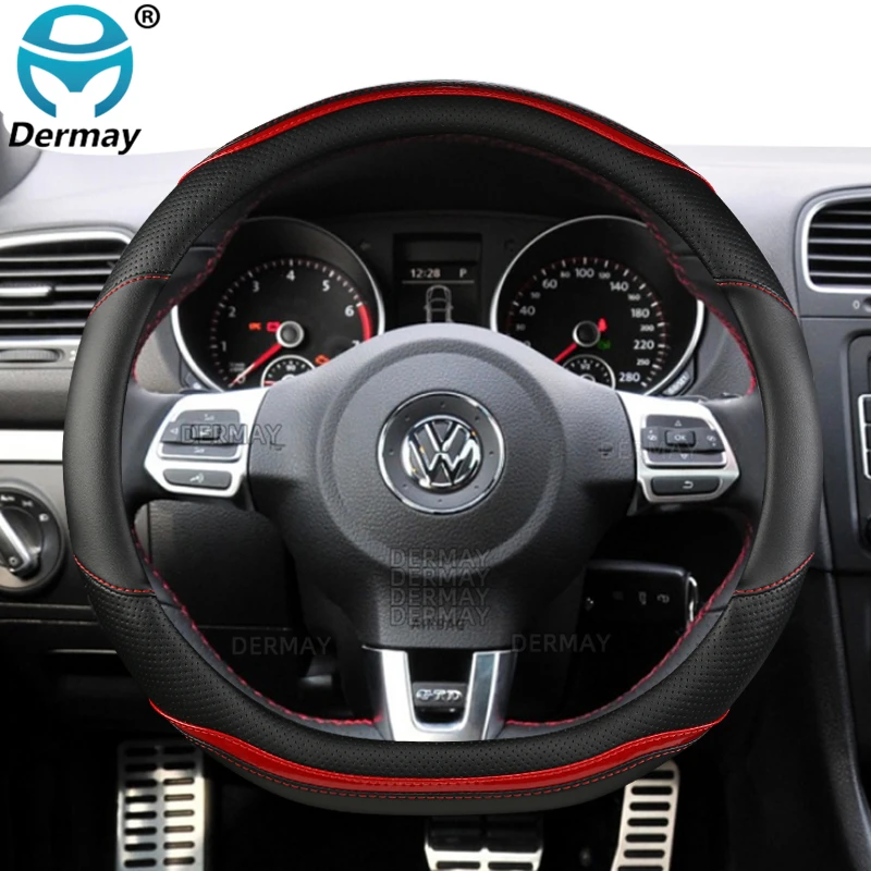 Per Vw Golf 7 Gti /Golf 6 Gti /Golf 5 Gti /Polo Gti Coprivolante Per Auto In Fibra Di Carbonio Pu Leather 5 Colori Accessori Auto