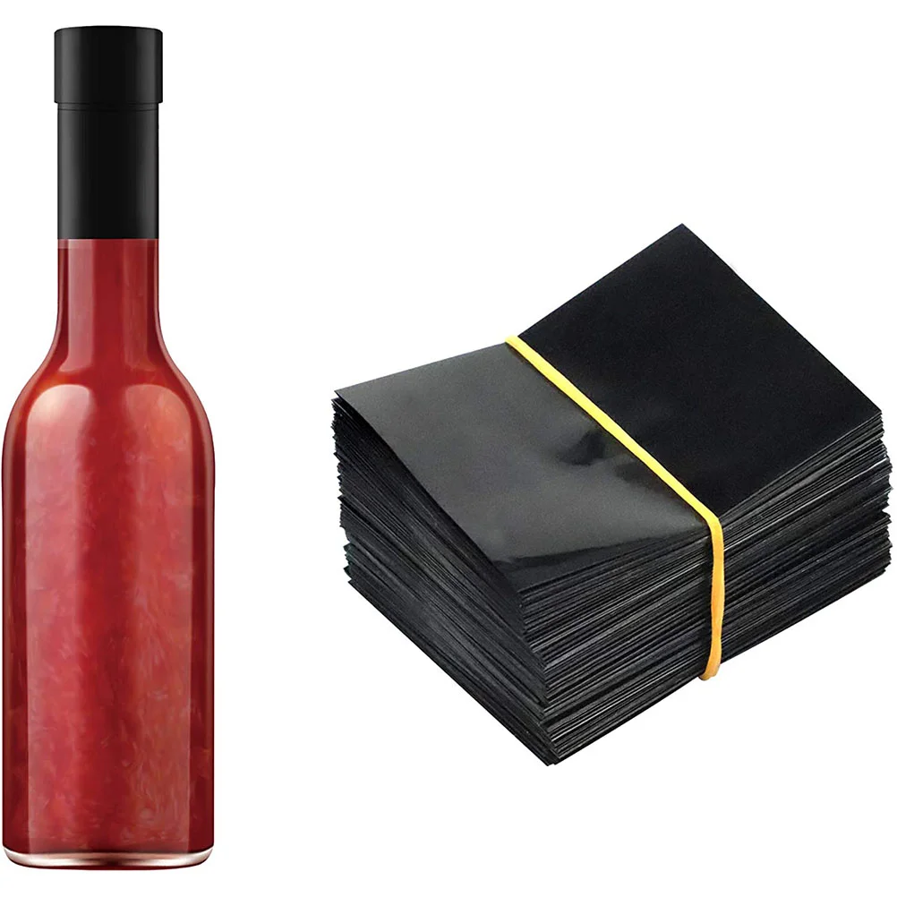 100Pcs Black Shrink Sleeve Oil Bottle Membrane Bottle Sealing Film Heat Shrink Wrap Sealer Packaging Equipment