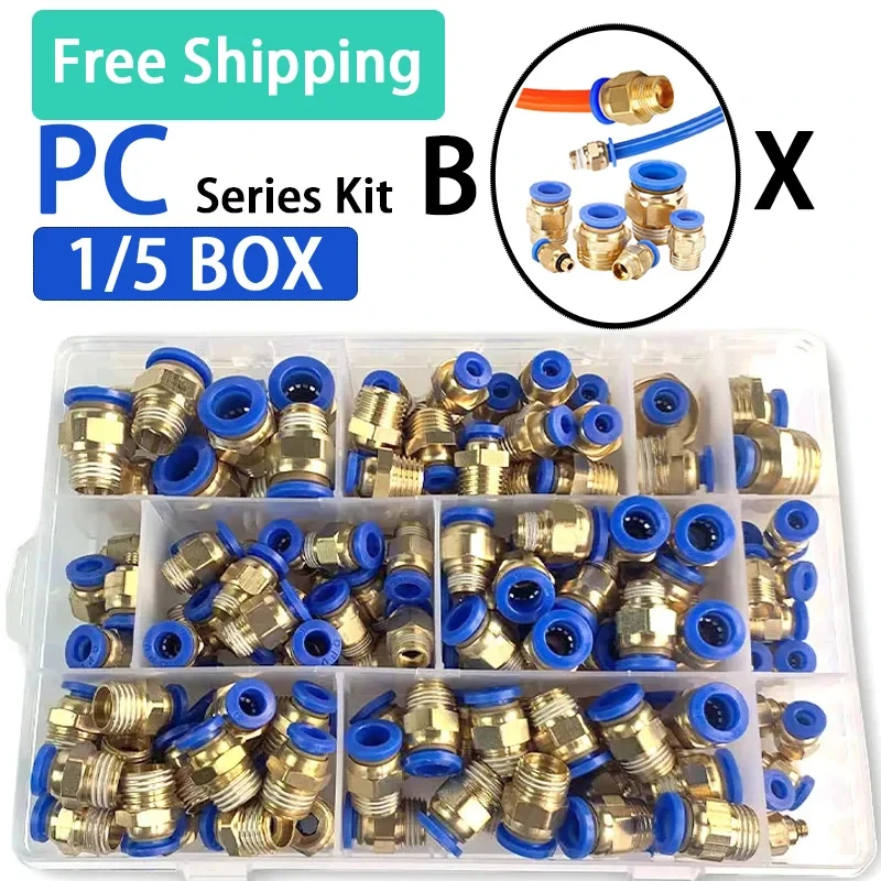 PC Series Boxed 4mm 6mm 8mm 10mm 12mm Air Joint Connectors Hose Tube Pneumatic Fittings 1/4 1/8 Push in Quick Release Couplings