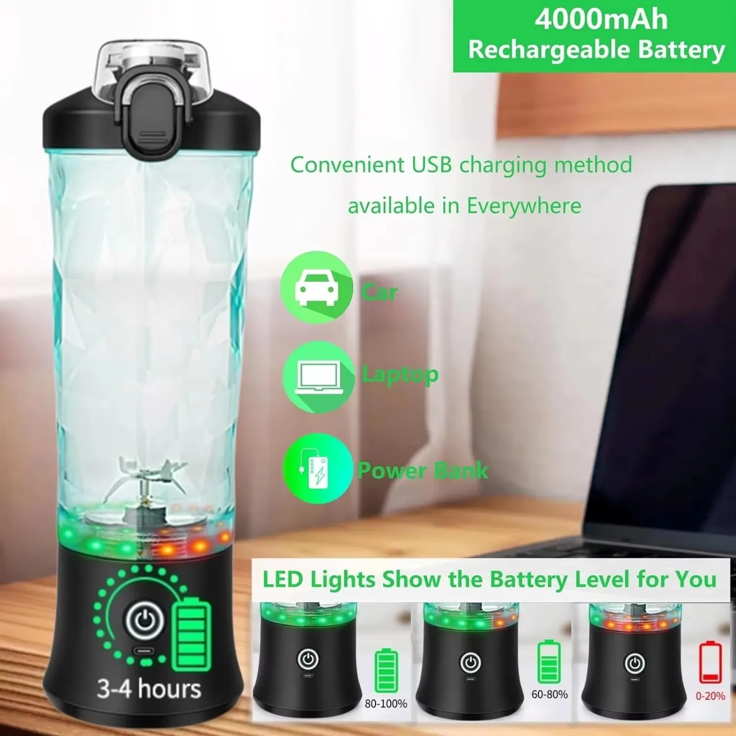 600ml Electric Fruit Juicer Blender Juice Mixer Mini USB Rechargable 6 Blade Juice Cup Juicer Portable Blender Juicer Machine 5
