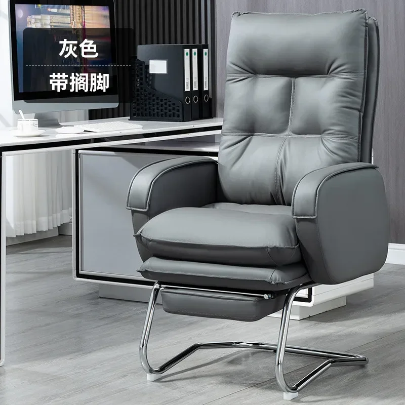 

HOOKI Official New Bow-Shaped Office Chair Home Computer Chair Comfortable Long-Sitting Desk Chair Genuine Leather Executive