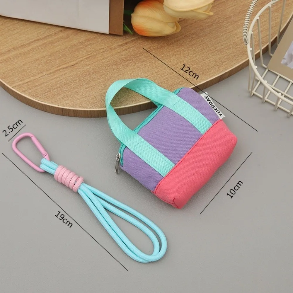 Fashionable Mini Coin Purse Canvas Dopaamine Pink Earphone Case with Wristband New Card Holder Cable Protective Cover