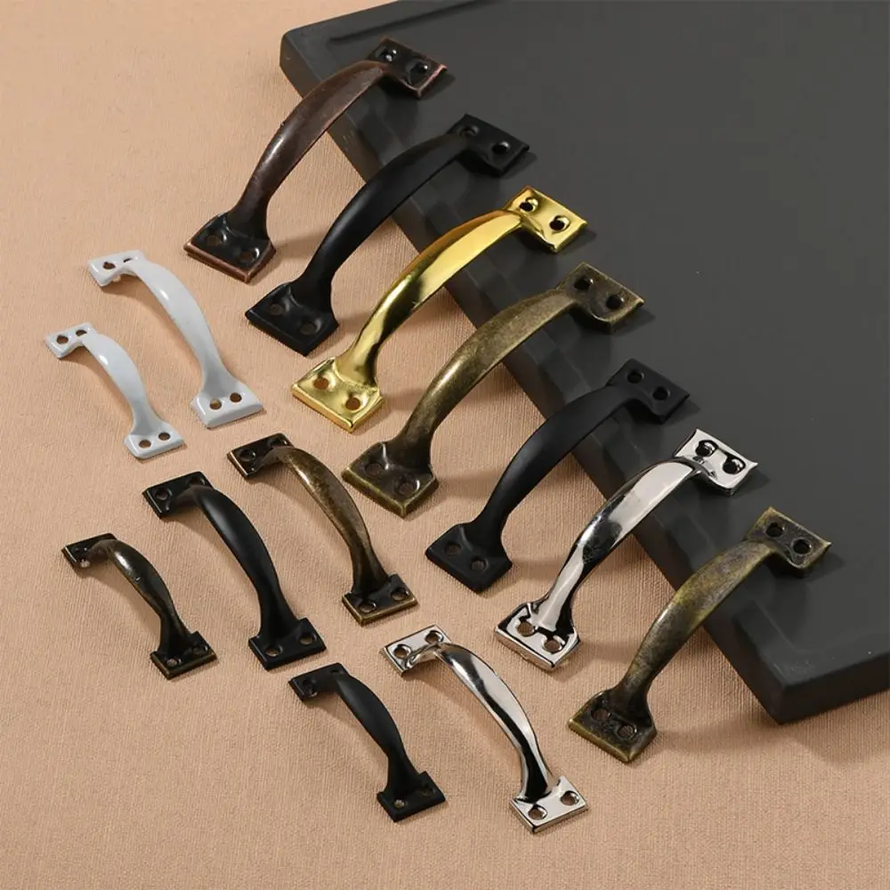 Description Picture 6 of itemIron Furniture Pull Hardware Accessory With Bow-Shaped Barn Door Knob Black Silver Garages Sheds Drawers Handle