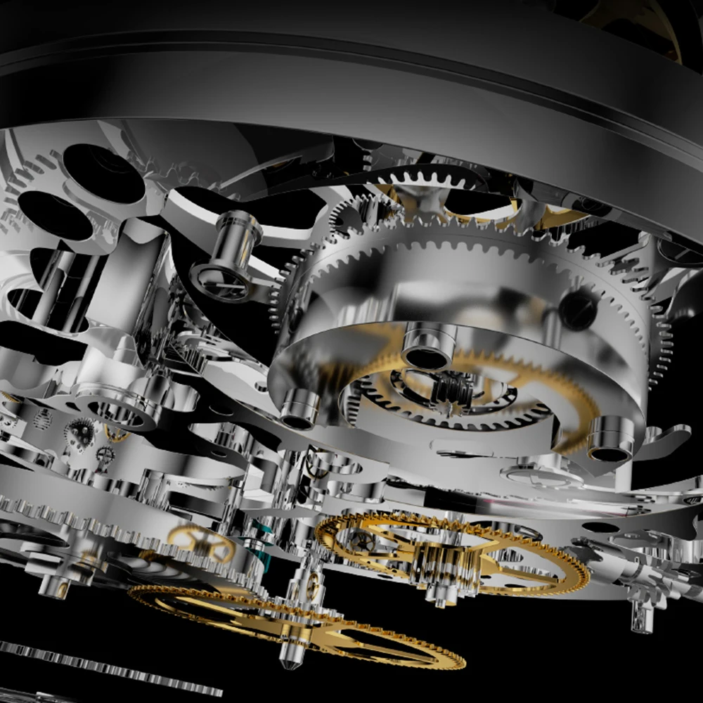 Aesop Men's Double Tourbillon Watch Hand Winding Movement Sapphire Business Fashion Male Mechanical Wristwatches Waterproof